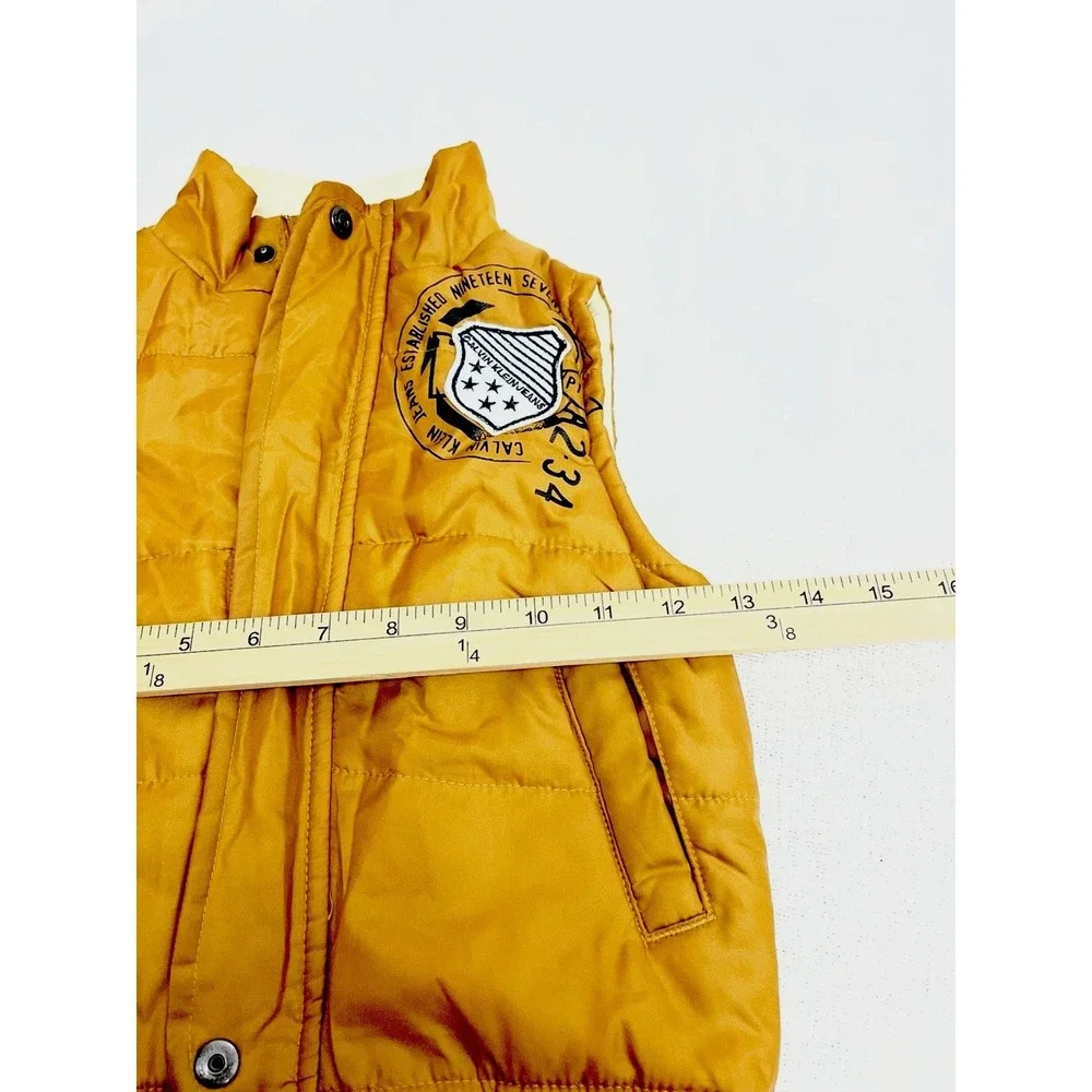 Calvin Klein Boys 2T Rugby‎ Style Puffer Vest Gold Outdoor Preppy Play Vtg